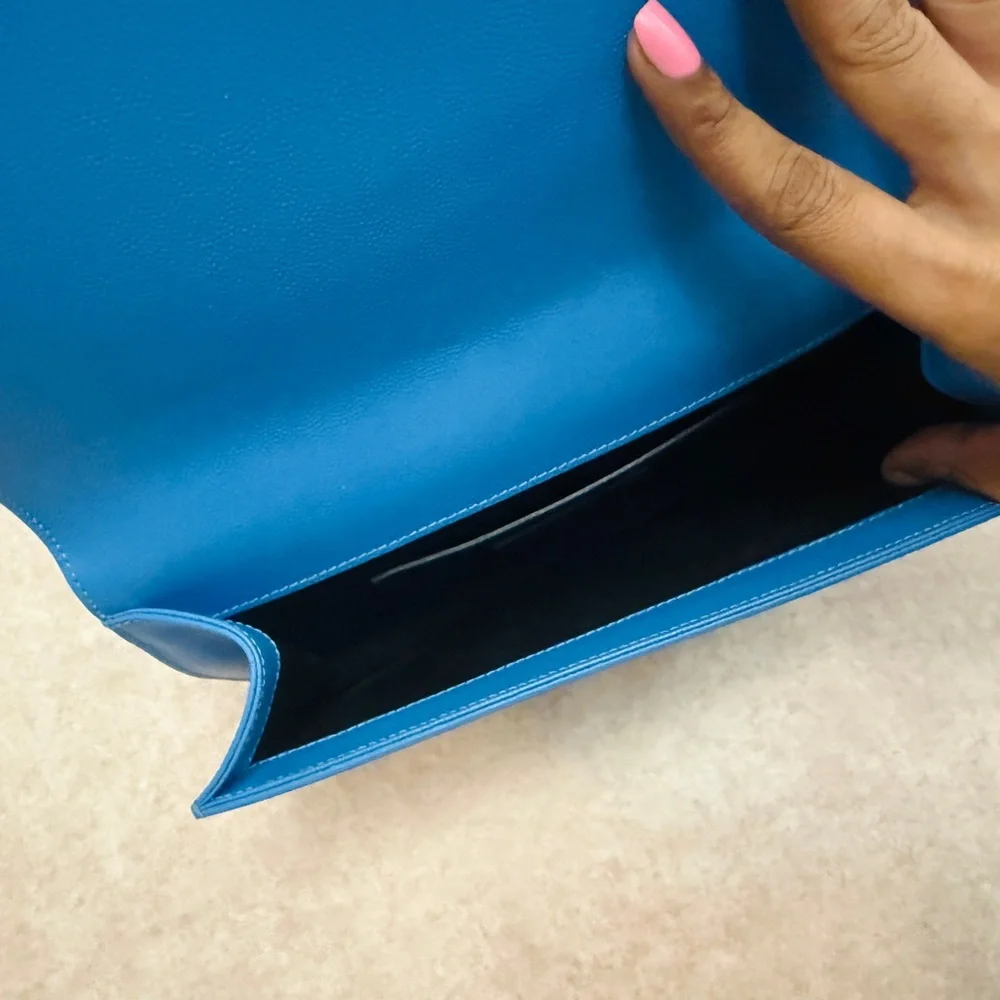 SAINT LAURENT SKY BLUE CLASSIC KATE MONOGRAM CLUTCH - Picture 5 of 5